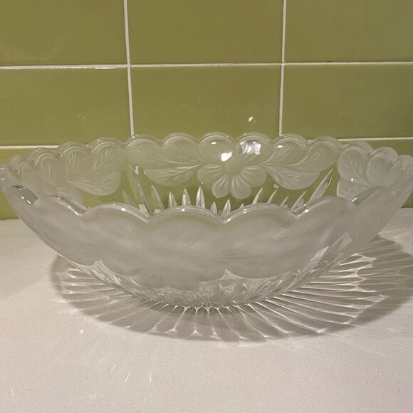 Other - Vintage Lead Crystal Flowered Bowl — Elegant Decorative / Serving Piece